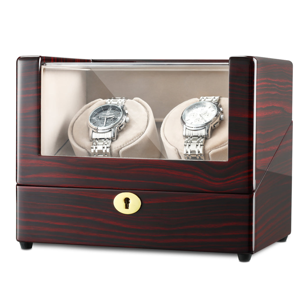 CHIYODA Double LCD Watch Winder with 12 Modes Available - Deluxe Piano Series