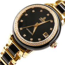 Load image into Gallery viewer, CHIYODA Luxury Automatic Dark Jade Watch for Women, Swiss Automatic Watch with Calendar and Diamonds Jade Dial Precious Timepiece for Collection