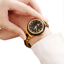 Load image into Gallery viewer, CHIYODA Luxury Automatic Dark Jade Watch for Women, Swiss Automatic Watch with Calendar and Diamonds Jade Dial Precious Timepiece for Collection