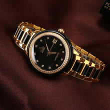 Load image into Gallery viewer, CHIYODA Luxury Automatic Dark Jade Watch for Women, Swiss Automatic Watch with Calendar and Diamonds Jade Dial Precious Timepiece for Collection