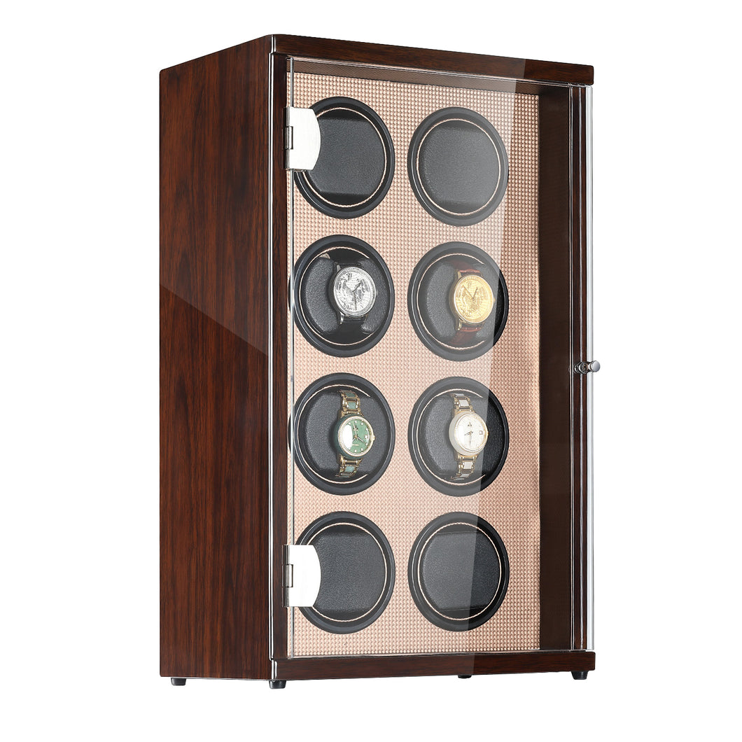 CHIYODA Eight LCD Watch WinderWatch Winder with 12 Modes Available - Golden Brown Series
