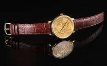 Load image into Gallery viewer, CHIYODA Stylish Jewelry Watch Eagle Pattern Women/Man Luxury PT950 Platinum Swiss Quartz Watch Leather Strap Belt Watch (Gold))
