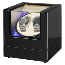 Load image into Gallery viewer, CHIYODA Dual Automatic Watch Winder Back Illumination Series with  Quiet Mabuchi Motors 5 Modes Black+Interior Cream
