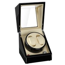 Load image into Gallery viewer, CHIYODA Dual Automatic Watch Winder Back Illumination Series with  Quiet Mabuchi Motors 5 Modes Black+Interior Cream
