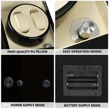 Load image into Gallery viewer, CHIYODA Dual Automatic Watch Winder Back Illumination Series with  Quiet Mabuchi Motors 5 Modes Black+Interior Cream
