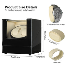 Load image into Gallery viewer, CHIYODA Dual Automatic Watch Winder Back Illumination Series with  Quiet Mabuchi Motors 5 Modes Black+Interior Cream
