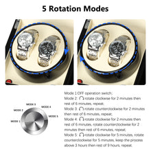 Load image into Gallery viewer, CHIYODA Dual Automatic Watch Winder Back Illumination Series with  Quiet Mabuchi Motors 5 Modes Black+Interior Cream
