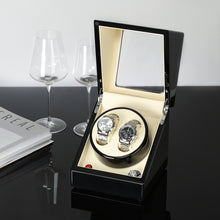 Load image into Gallery viewer, CHIYODA Dual Automatic Watch Winder Back Illumination Series with  Quiet Mabuchi Motors 5 Modes Black+Interior Cream

