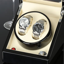 Load image into Gallery viewer, CHIYODA Dual Automatic Watch Winder Back Illumination Series with  Quiet Mabuchi Motors 5 Modes Black+Interior Cream
