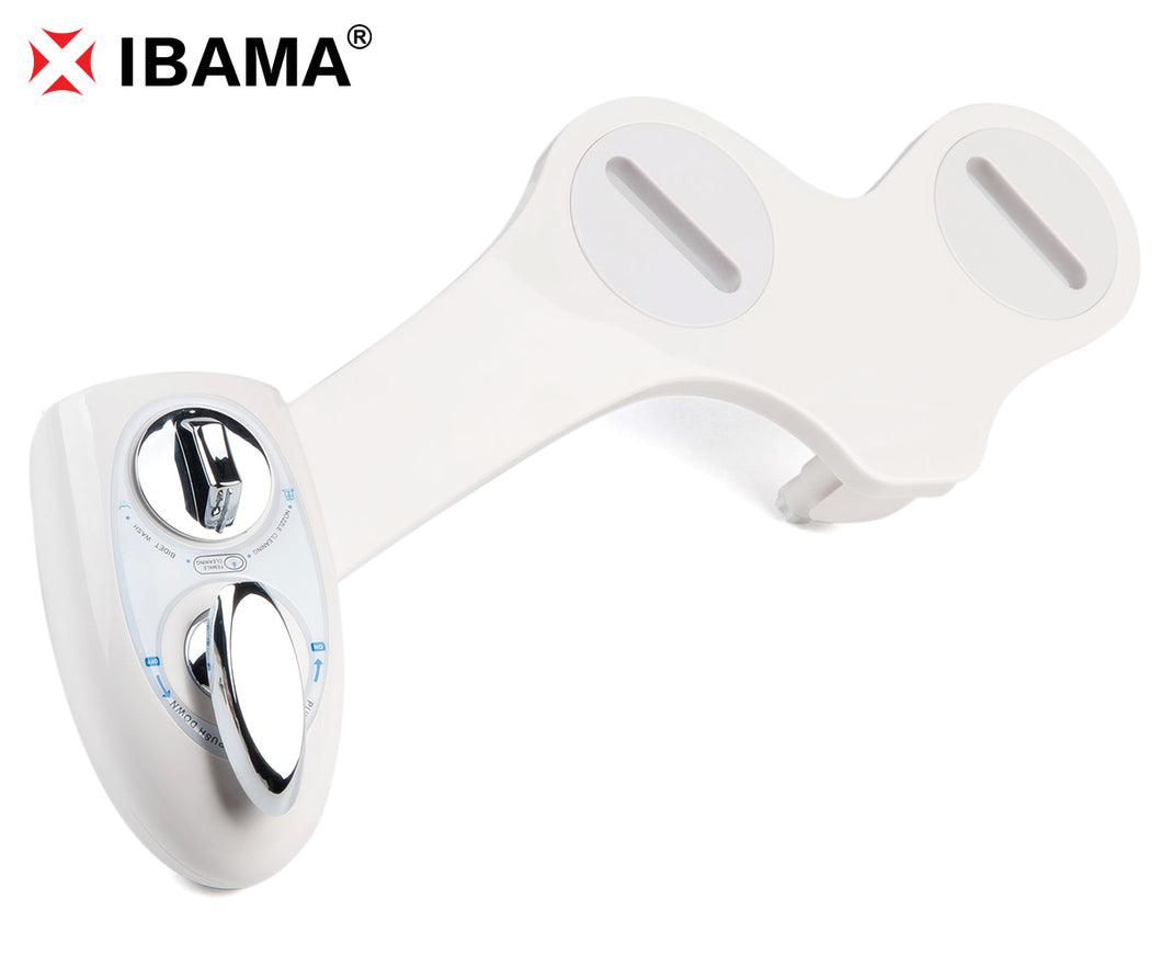 IBAMA Bidet with Self Cleaning Dual Nozzle, Non-Electric Bidet Attachment for Personal Hygiene, Easy Installation -White