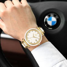 Load image into Gallery viewer, CHIYODA Luxury Automatic Jade Watch for Women, Swiss Automatic Watch with Calendar and Diamonds Jade Dial Precious Timepiece for Collection
