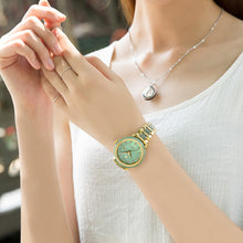 Load image into Gallery viewer, CHIYODA Luxury Automatic Jade Watch for Women, Swiss Automatic Watch with Calendar and Diamonds Jade Dial Precious Timepiece for Collection
